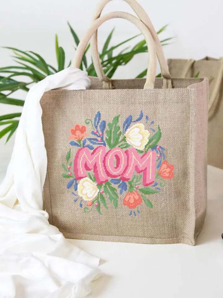 Bouquet flower cross stitch pattern download PDF Mom cross stitch chart, DIY gift for mother, Floral hoop art, Beginner cross stitch #Q46