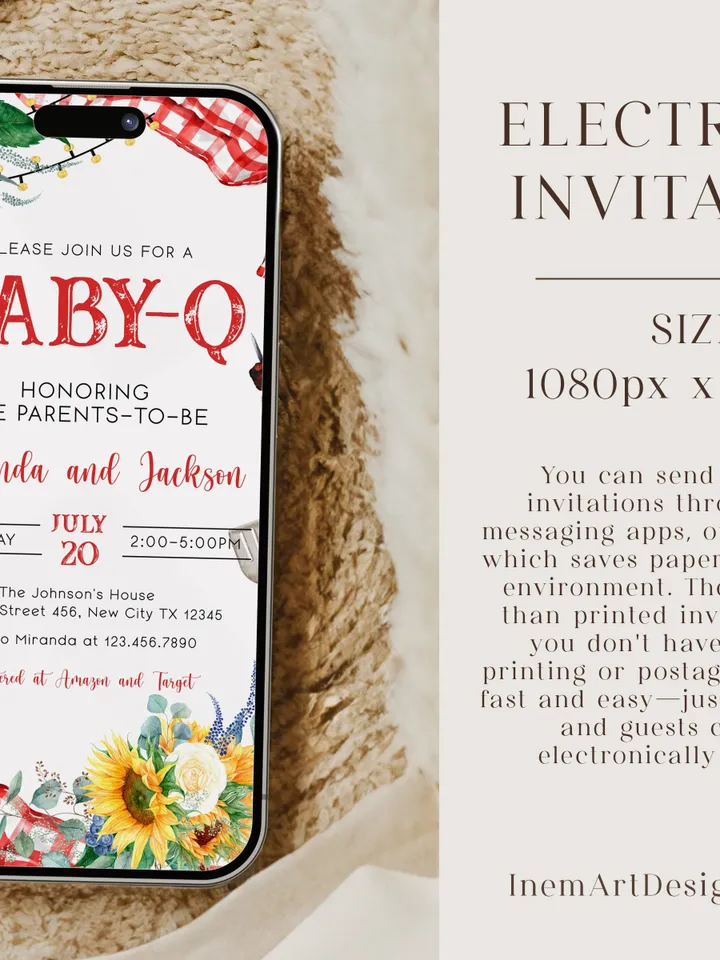 Baby-Q Baby Shower Invitation, BBQ Baby Shower Invite, Backyard Baby Shower, BBQ Party Baby Sprinkle Invitation, Editable Template BBQ02