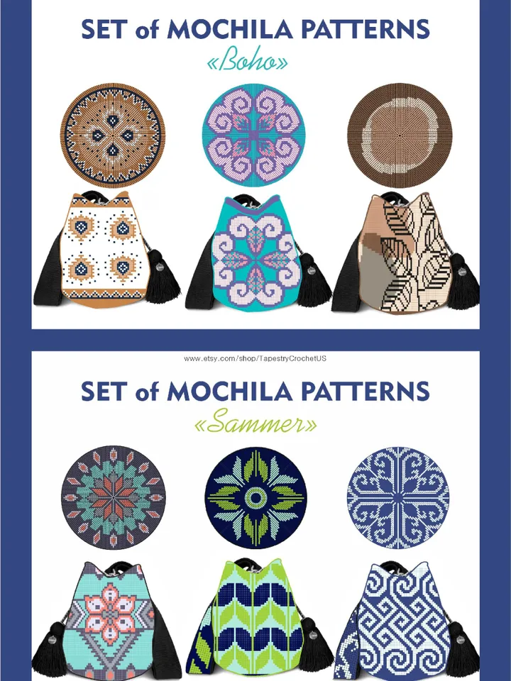 Wayuu mochila bag patterns / Big Collection - 2