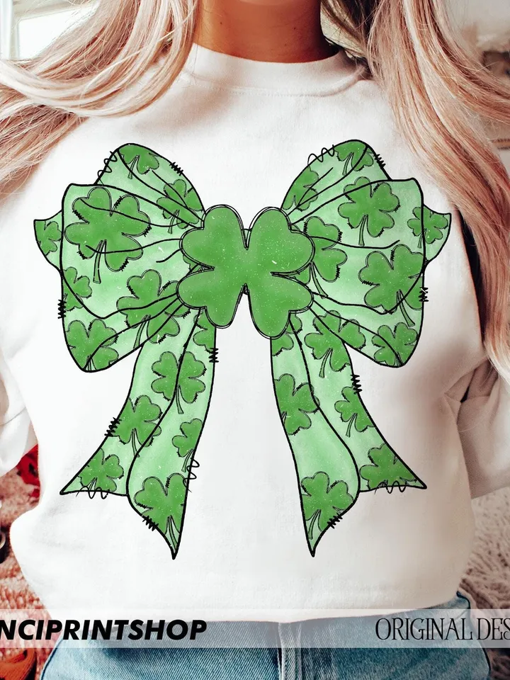 Coquette Patrick's Day Bow Png, Patrick Day Png, Shramrock Lucky Bow Png, Lucky png, Irish Patrick Day Shirt Design Digital Download