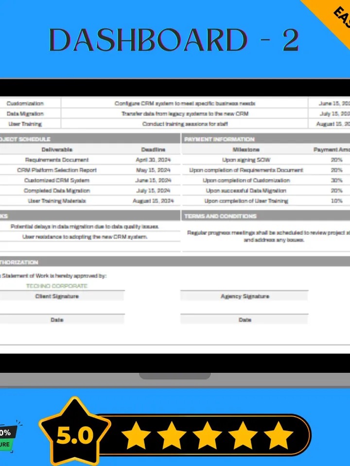 Manager Statement of Work Template, Leadership Role Scope, SOW Agreement Form, Google Sheets Work Planner