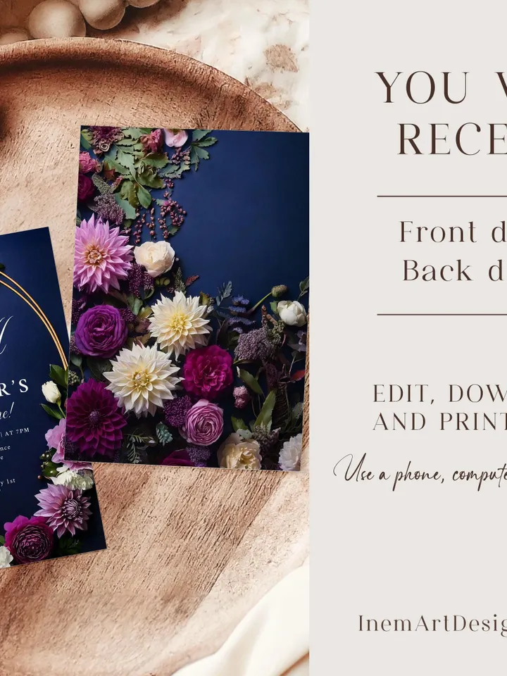 Editable Farewell Invitation | Printable Moody Floral Going Away Party Template, Moving Away Canva Digital Template Download