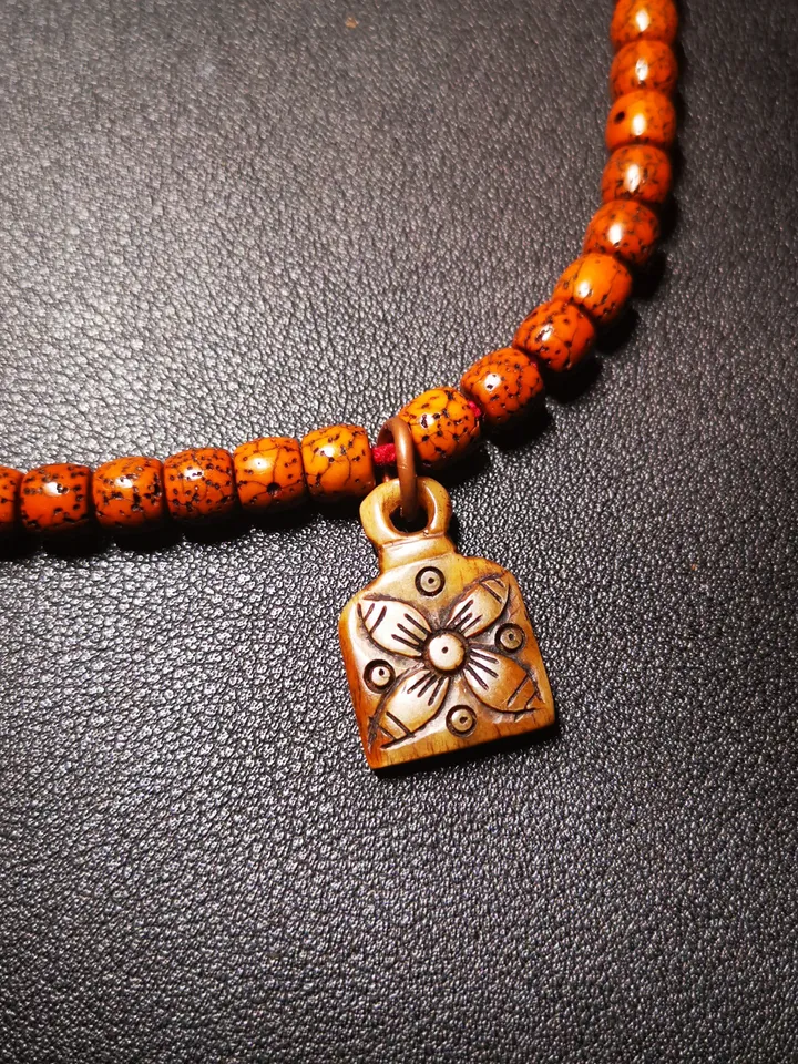Yak Bone Carved Flower Mala Pendant,Bead Counter Clip, Prayer Bead Accessories,Gandhanra Tibetan Amulet