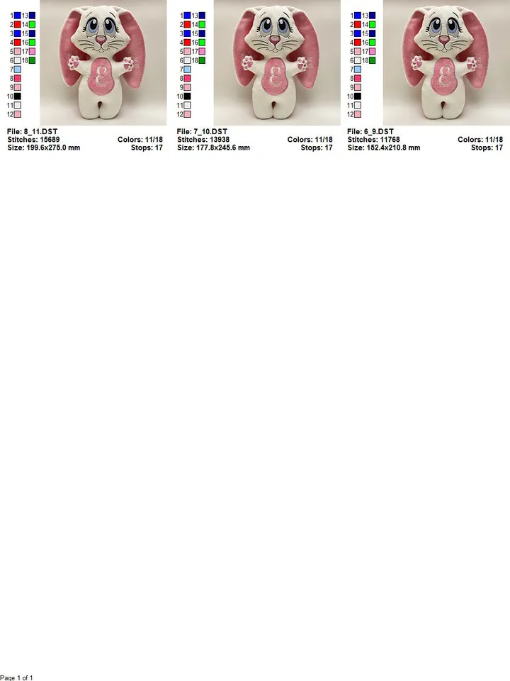Christmas Bunny Stuffed toy ITH Pattern in The Hoop Machine embroidery design