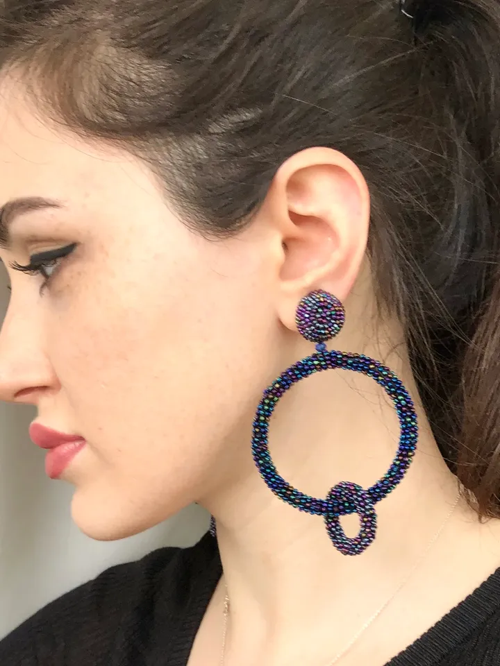 Double Hoop Beaded Earrings