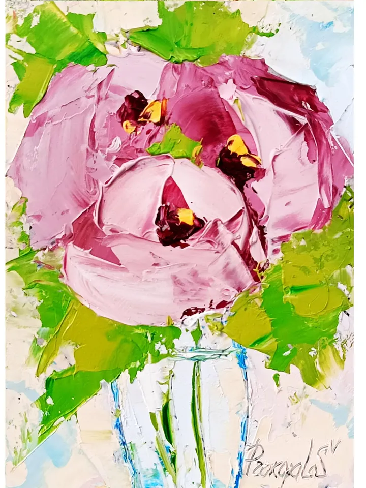 Peonies painting Flowers original oil painting Small Original art Peony wall art Pink peonies artwork Floral New home gifts 7x5 in