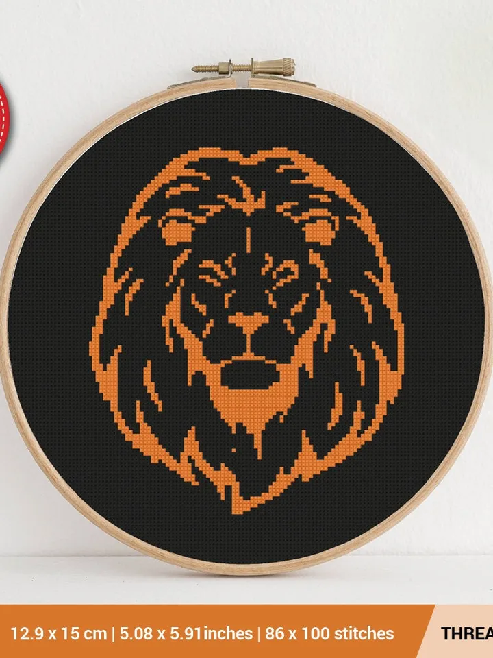 Lion silhouette Cross stitch pattern | Embroidery Pattern | Instant Download | Embroidery Designs