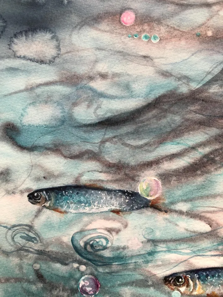 Mermaid Original Painting Woman Watercolor Artwork