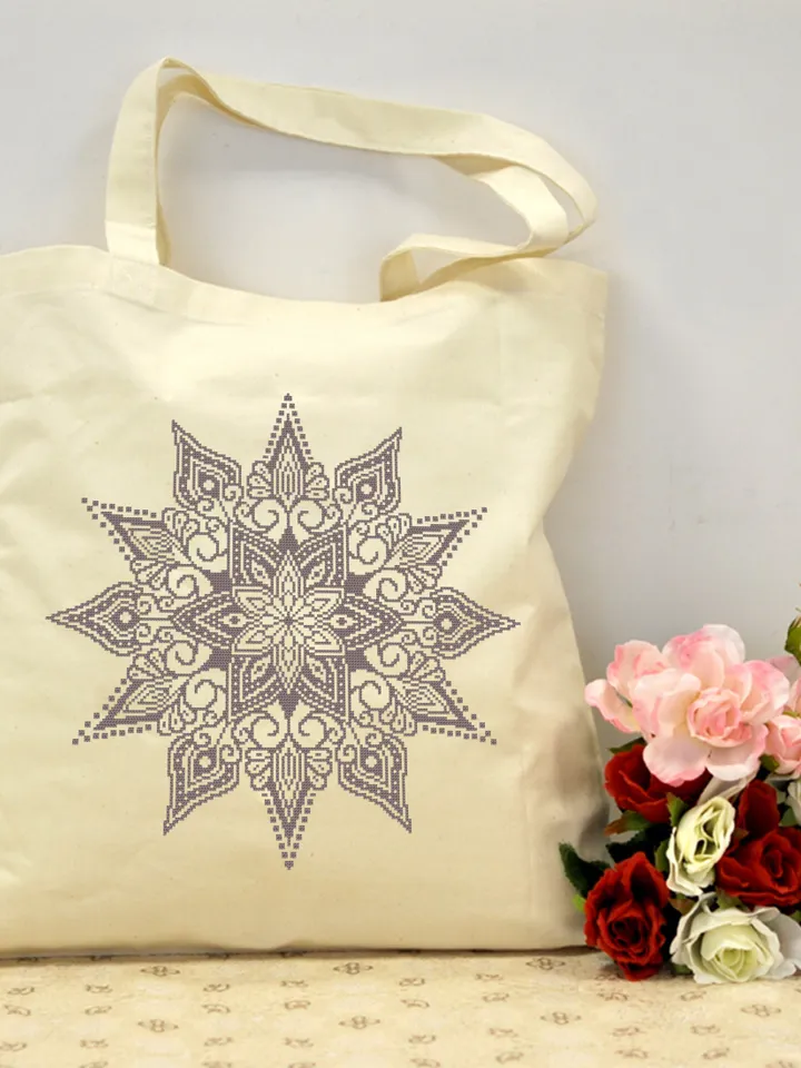 Monochrome mandala cross stitch pattern download PDF Flower mandala pattern digital PDF Floral ornament cross stitch chart Home decor #M181
