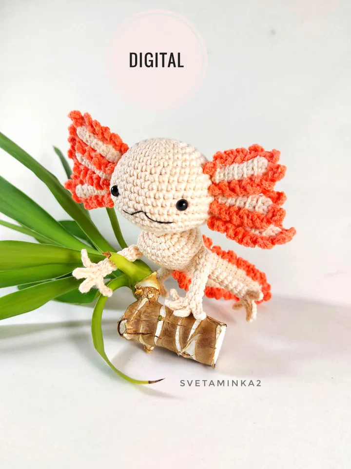 Axolotl Crochet Pattern Amigurumi Toy. Digital Download. PDF.