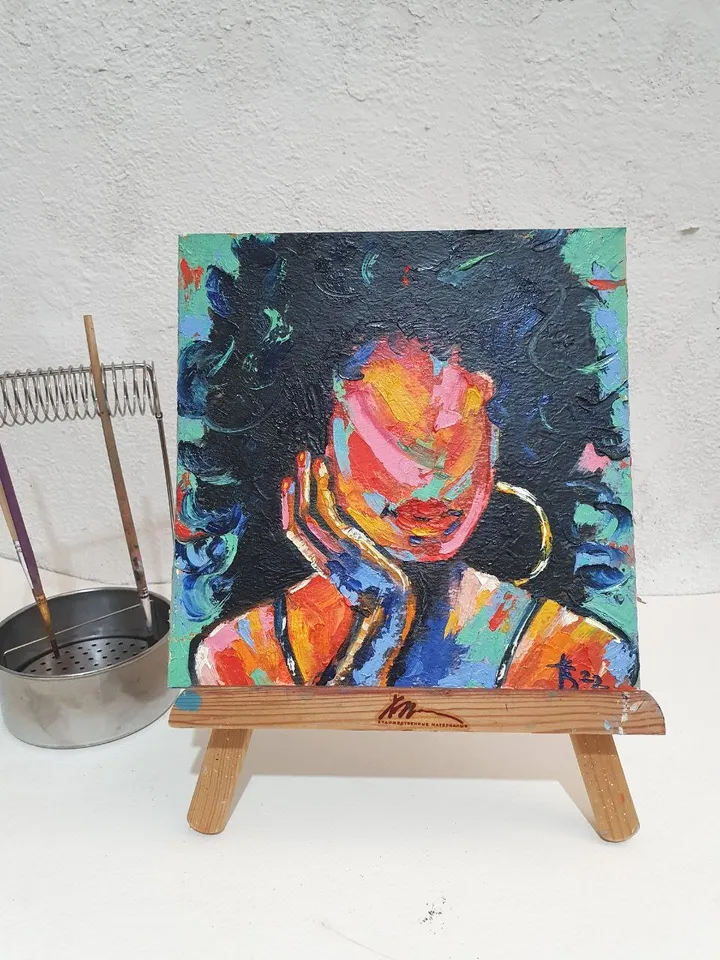 Faceless woman portrait in Color