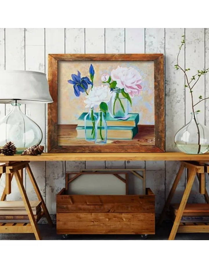Peony Painting Books Original Art Flowers in Vase Still Life Art Oil Painting