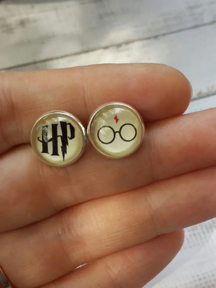 I A-Dumbledore you earrings, Harry Potter Earrings, Harry Potter studs gift with glass cabochon