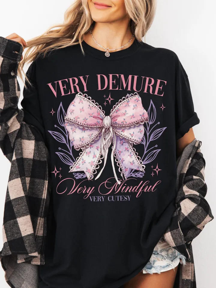 Very Demure PNG, Demure png, Social Club, Very Mindful png, Pink Bow png, Viral shirt, Preppy png, Trendy png, Very Cutesy png, Girly Design