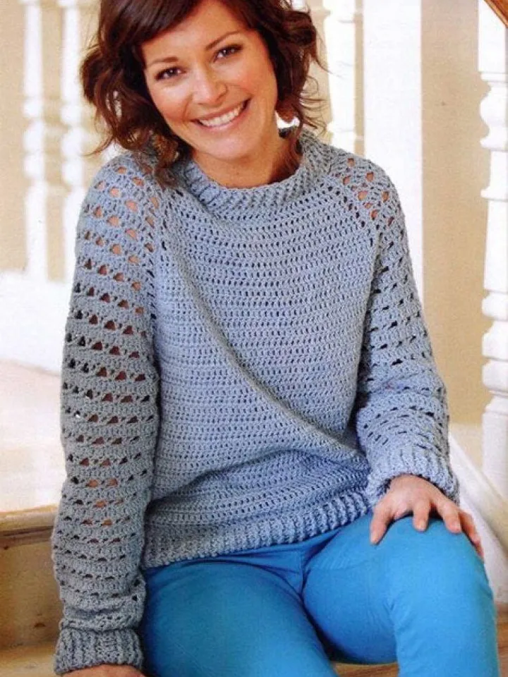 Crochet sweater, crochet jumper pattern , easy women sweater pdf