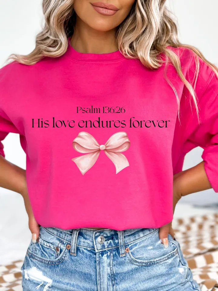 Christian Valentine Png, His Love Endures Forever Design for Shirt, Retro Valentine Png, Jesus Bible Verse Instant Download