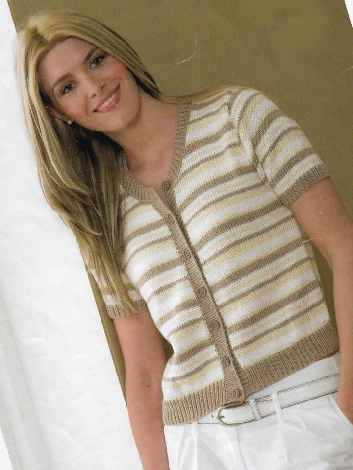 Women cardigan knitting pattern, sweater knitting pattern, short sleeves, top knitting pattern pdf instant download