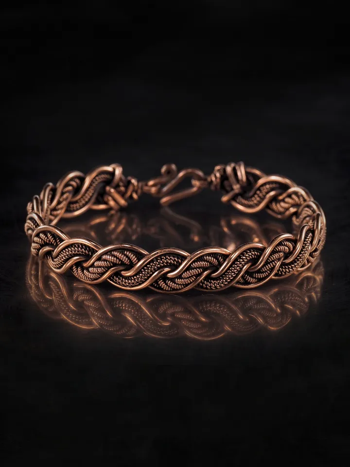 Woven copper wire bracelet Antique style handcrafted copper jewelry Unique gift