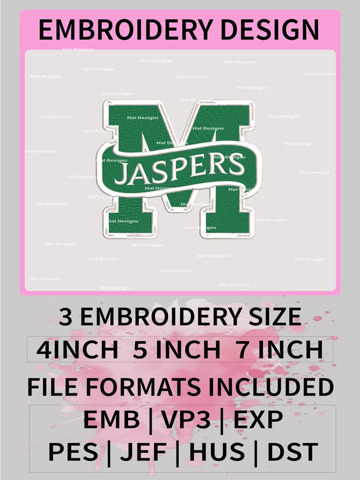NCAA Manhattan Jaspers Embroidery File, 3 Sizes, 6 Formats, NCAA Machine Embroidery Design, NCAA Logo, NCAA Teams