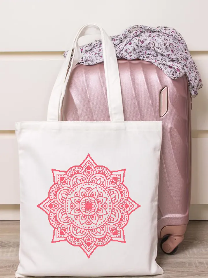 Flower mandala cross stitch pattern PDF download, Floral mandala pattern digital PDF, Mandala ornament cross stitch chart, Home decor #M238