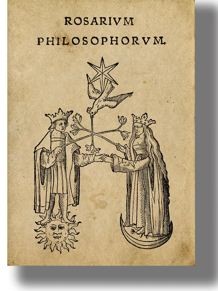 Alchemy symbol, a King and a Queen, from Rosarium Philosophorum.