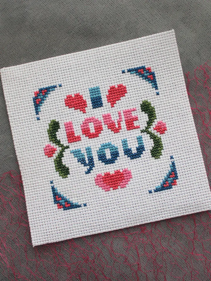 Cross stitch pattern I love you, easy cross stitch chart PDF