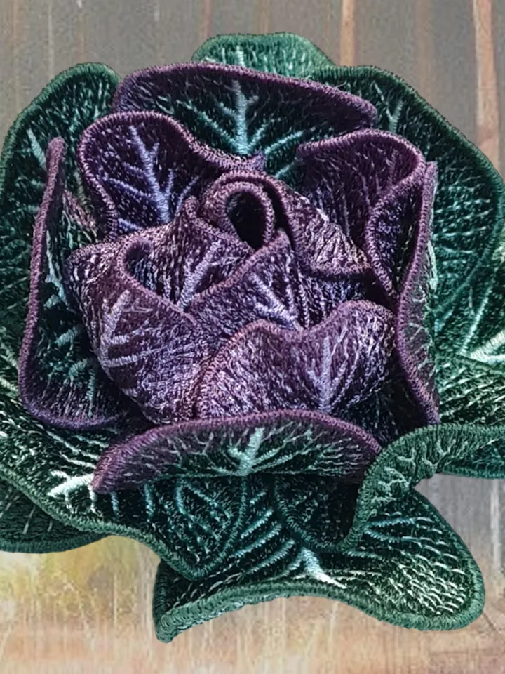Decorative cabbage FSL machine embroidery design three-dimensional flower