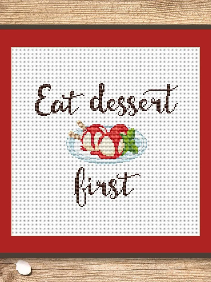 Set of 2 Ice Cream Cross Stitch Pattern, Kitchen Cross Stitch, Embroidery Ice Cream, Dessert Cross Stitch, Modern Cross Stitch #kt022