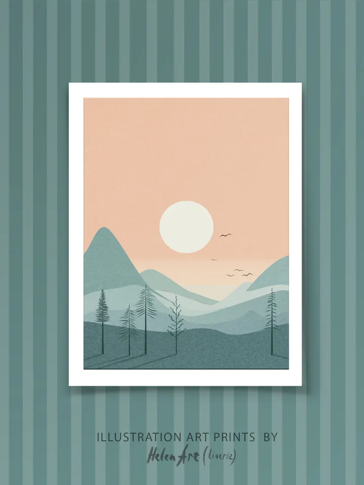 Minimalist Wall Art "Pastel Landscape" Boho Minimalist Home Decor.