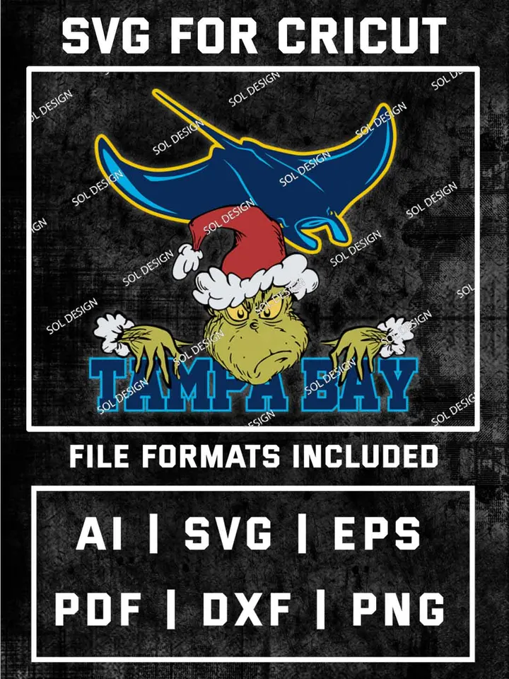 Grinch Tampa Bay Rays SVG, MLB SVG Design, MLB Tampa Bay Rays Logo SVG, MLB Rays Cricut, Christmas Svg, Grinch svg, Digital Download