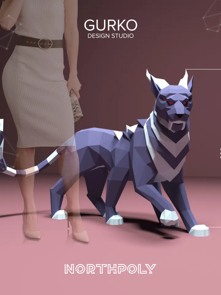 Chimera Cat Papercraft, Cat, Digital Template, PDF Download, Gurko, Low Poly, Pepakura, Origami Sculpture, Paper Party Decoration, DIY Gift