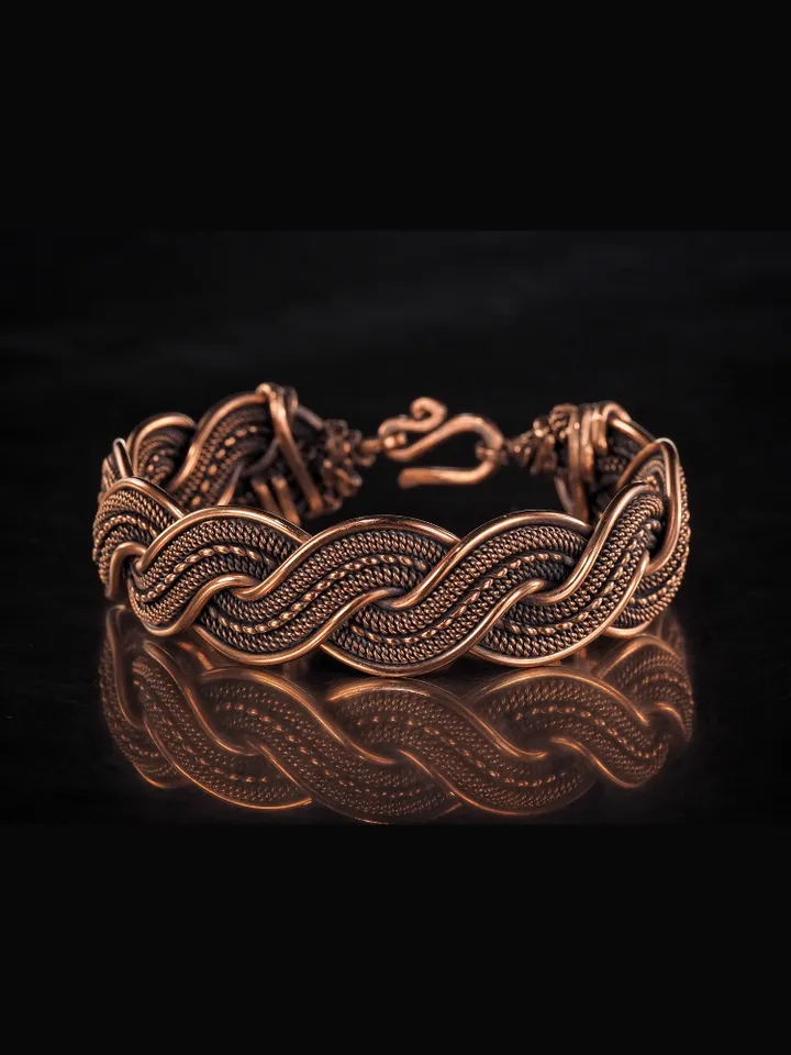 Copper wire wrapped bracelet for woman 7th Anniversary gift Small size bracelet