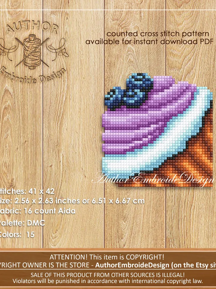 Corner bookmark cross stitch pattern PDF download Cupcake cross stitch chart, Food bookmark digital PDF, Dessert cross stitch beginner #B326