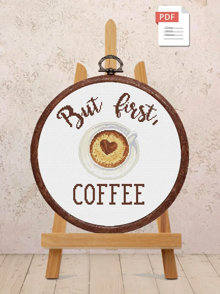 But First Coffee Cross Stitch Pattern, Kitchen Cross Stitch, Embroidery Coffee , Cup of Tea Cross Stitch Pattern, Modern Cross Stitch #kt010