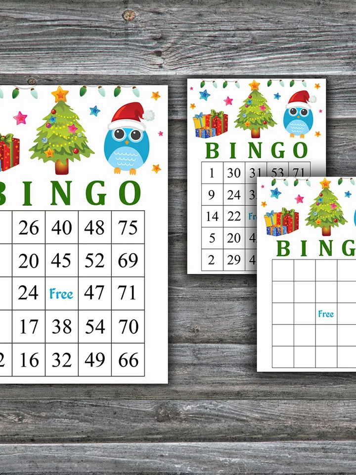 Christmas tree bingo game,Christmas bingo game card,Christmas Bingo Printable,Holiday Bingo Cards,INSTANT DOWNLOAD--52