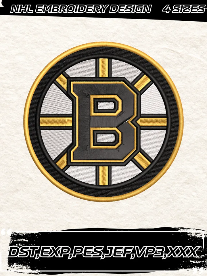 Boston Bruins Logos Embroidery Designs,NHL Logo Embroidery Files, Machine Embroidery Design File, 4 Sizes,Digital Download