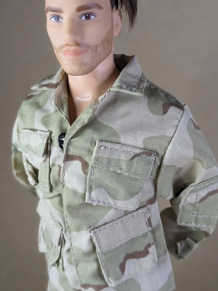 Khaki military-style jacket & pants for fashion male dolls (long sleeve)