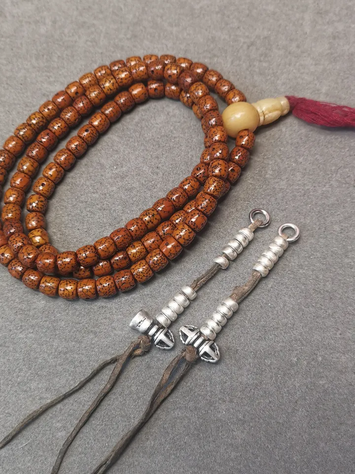 Gandhanra 5mm Silver Tibetan Buddhist Prayer Bead Counters for 6-15mm Mala,with Dorje Vajra Pendant