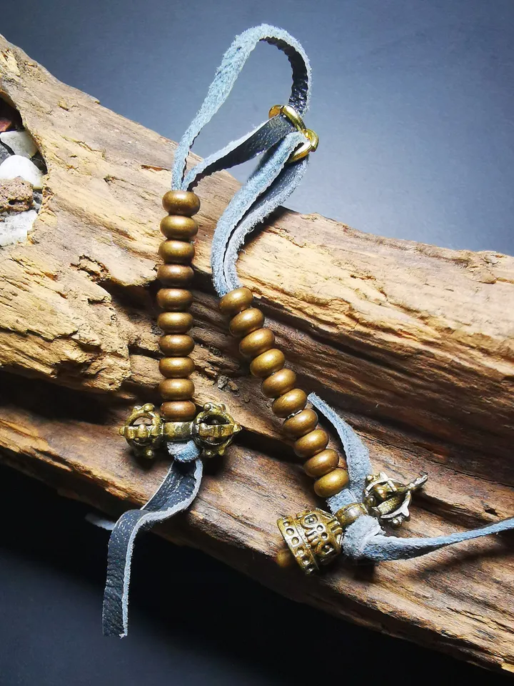 Gandhanra Handmade Tibetan Buddhist Mala Bead Counters, Carved with Dorje and Vajra /  Kartika and Kila, Made of  Brass