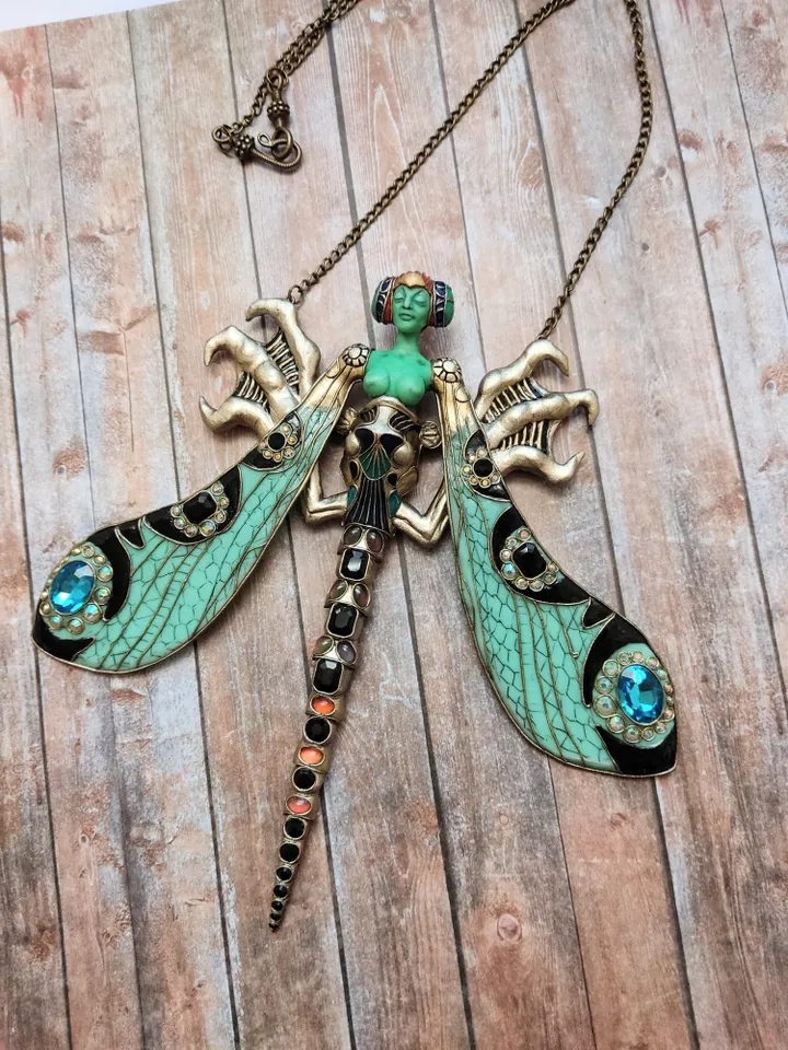 Necklace "Running dragonfly" based on Rene Lalique