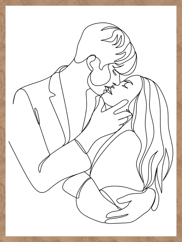Kissing Couple Wall Art, Kiss Poster, Love Print, Couple Art, Couple In Love, Minimalist Wall Art, Kissing Lips, Couple Line Drawing