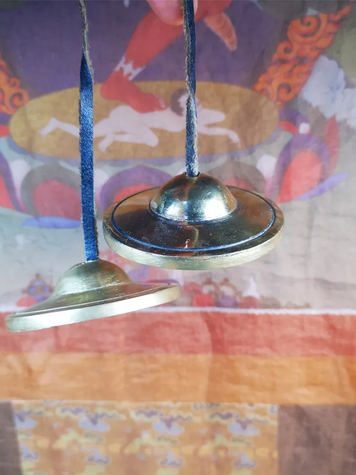 Gandhanra Customized Engrave Tibetan Cymbals, 6.5cm Tingsha Bell,Buddhism Ritual Implement,Handmade in Nepal,Shiny Color
