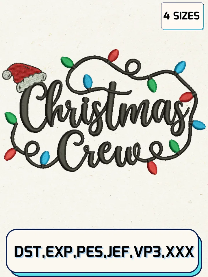 Christmas Crew Embroidery Designs,Christmas Embroidery Designs,Machine Embroidery Files,4 Sizes