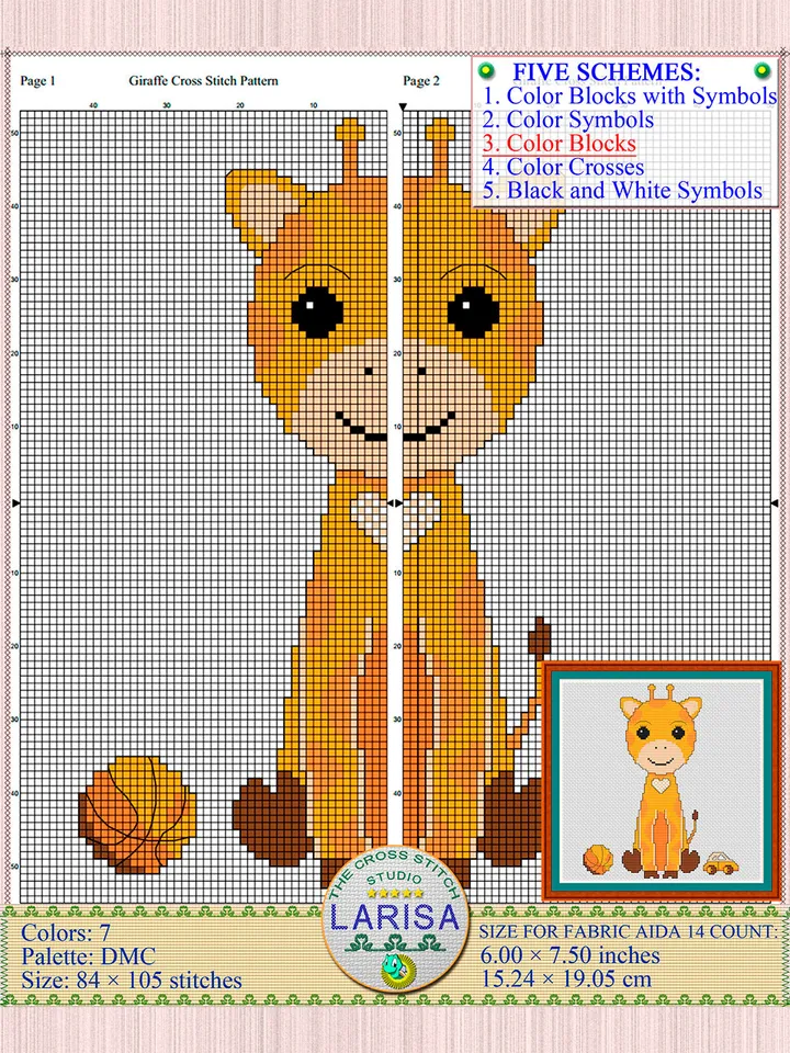 Giraffe Cross Stitch Pattern | Darling Baby Giraffe Pattern