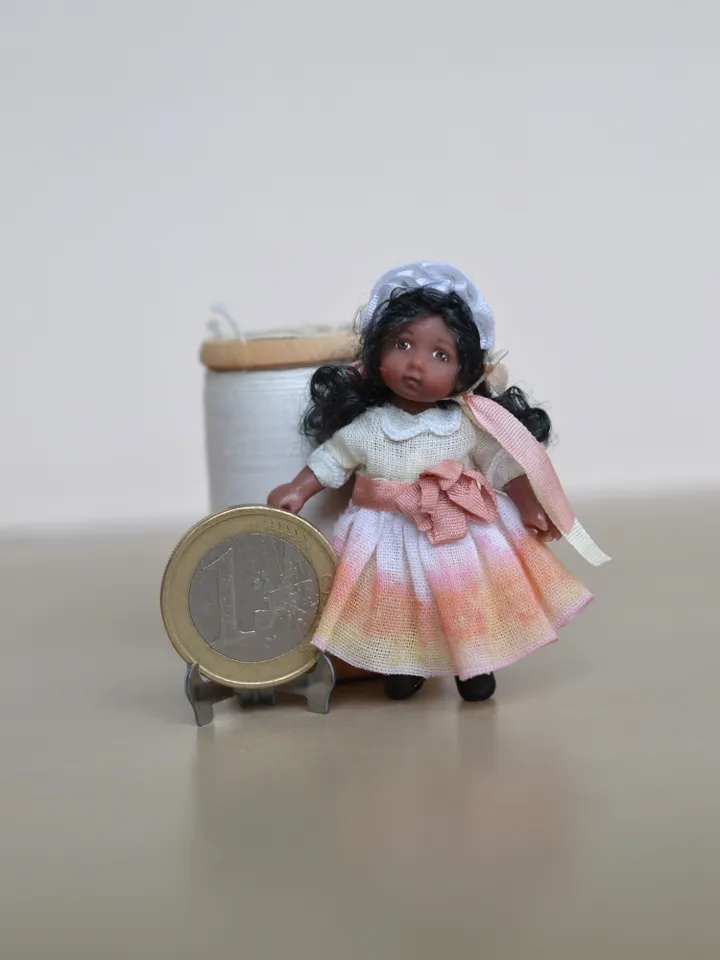 Miniature doll in 24th scales. Handmade doll toy. Miniature for dollhouse.