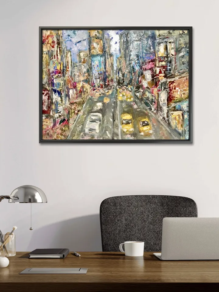 New York original textured oil painting on stretched canvas,cityscape wall art,world capitals original art,Times Square,USA painting.