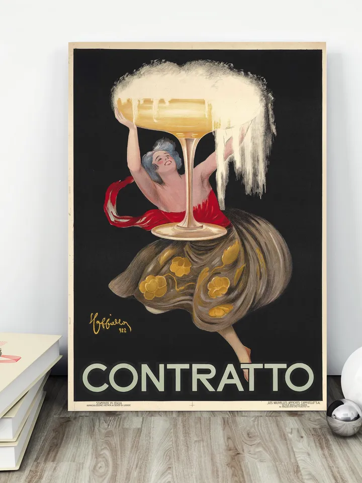 Contratto. Alcoholic drinks vintage poster.