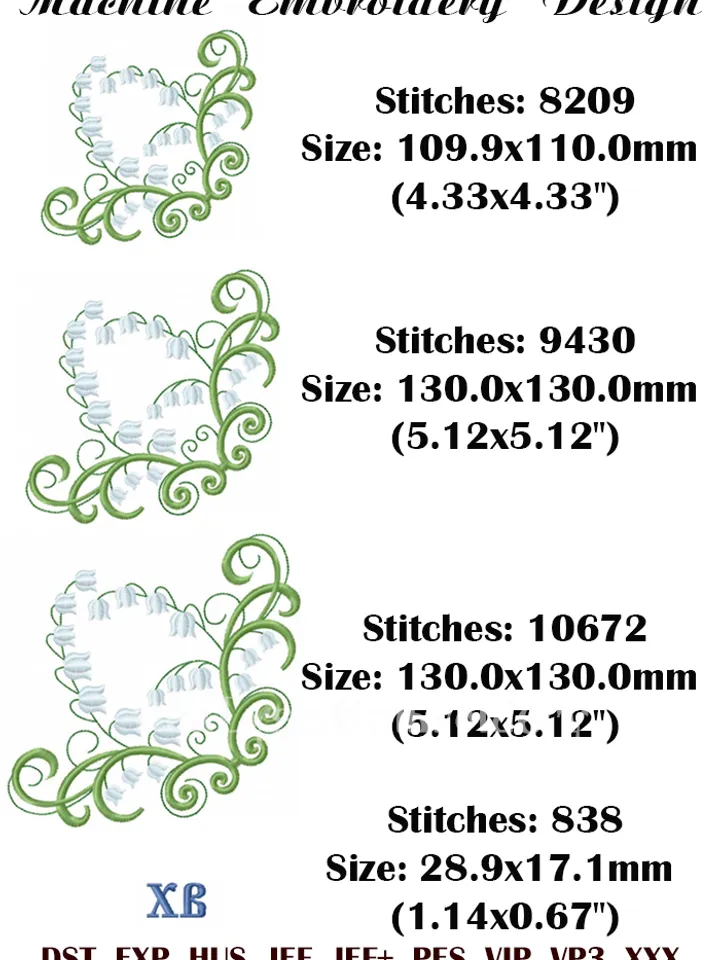 Lily of the Valley Corner embroidery design