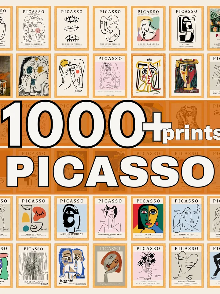 1000+ Picasso Exhibition Wall Art Bundle, Neutral Beige Abstract Vintage Minimalist Gift Idea, Famous Artist Print, Gallery Wall Home Decor