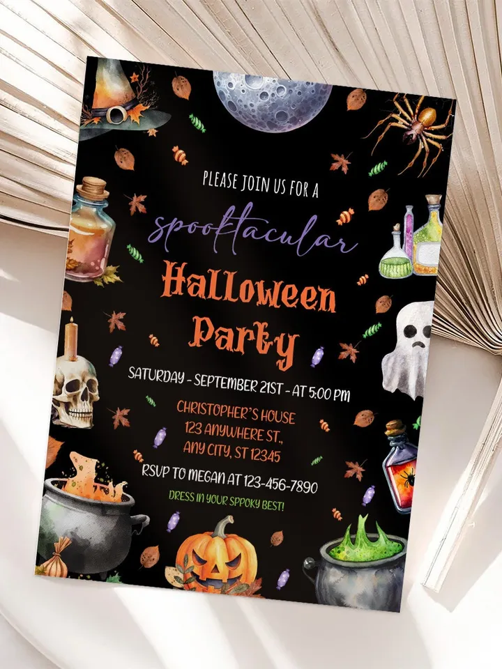 Editable Halloween Invitation, Halloween Party Invitation, Halloween Birthday Invitation, Halloween Invitation - I105